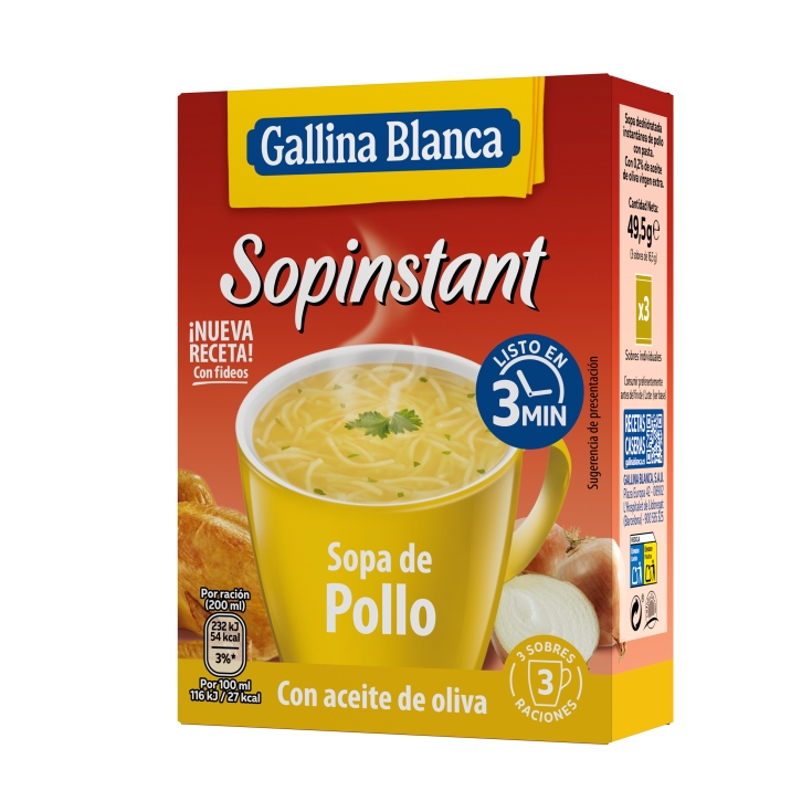 sopa pollo con pasta, 70g