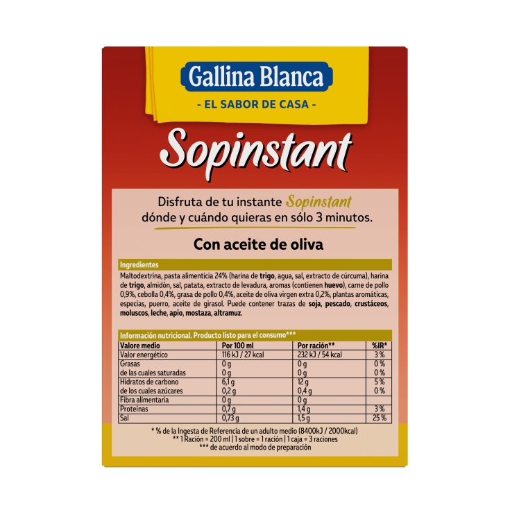 sopa pollo con pasta, 70g