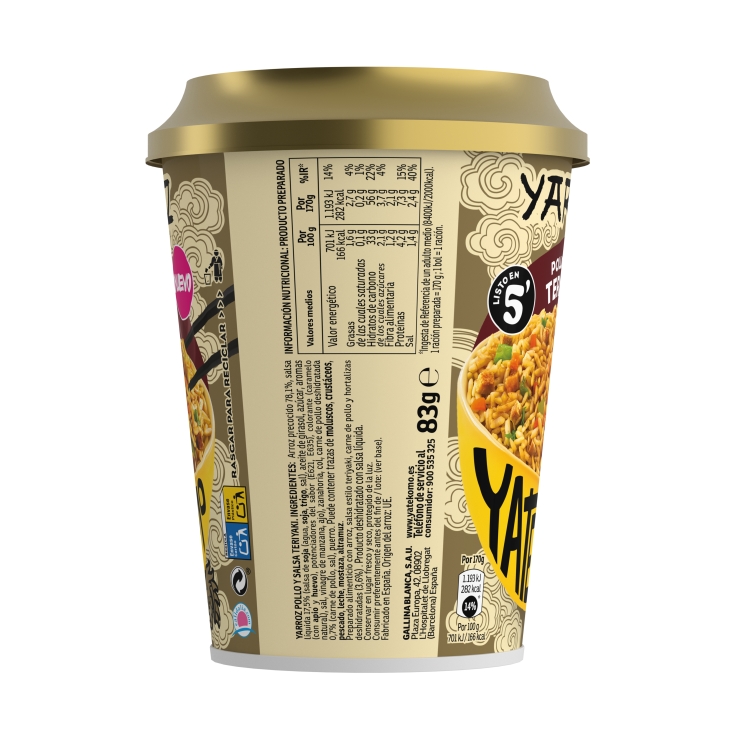 yarroz pollo salsa tariyaki vaso, 83g