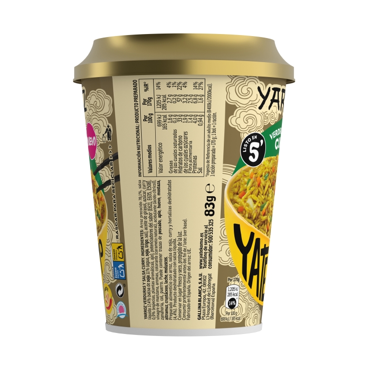 yarroz verduras salsa curry vaso, 83g