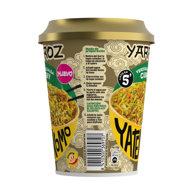 yarroz verduras salsa curry vaso, 83g