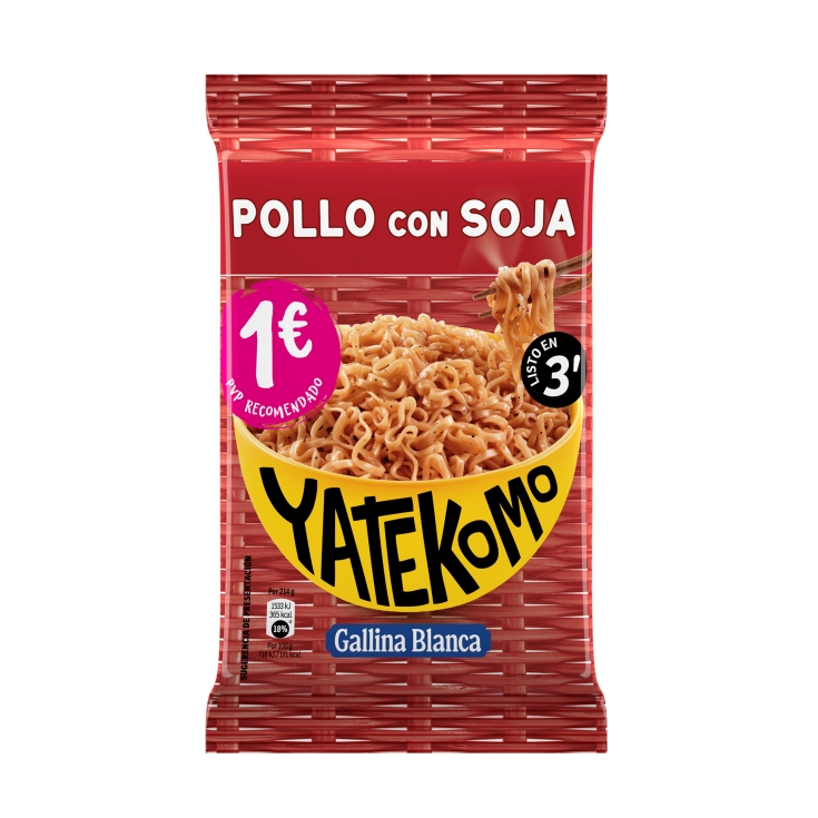 fideos yatekomo pollo con soja bolsa, 79g