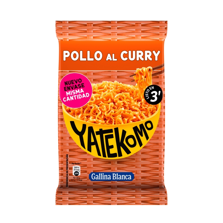 fideos yatekomo pollo al curry bolsa, 82g