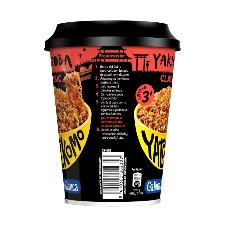 fideos orientales yakisoba clásico vaso, 93g