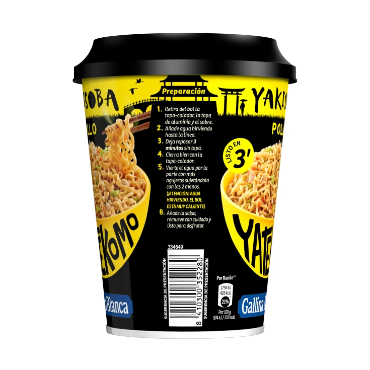 fideos orientales yakisoba pollo vaso, 93g