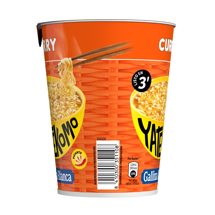 fideos orientales yatekomo curry vaso, 61g