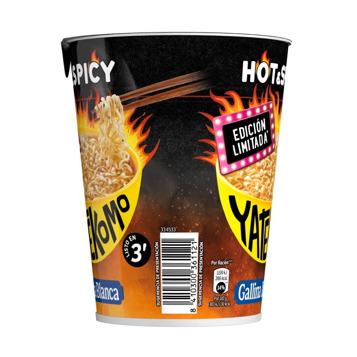 fideos orientales yatekomo hot & spicy vaso,