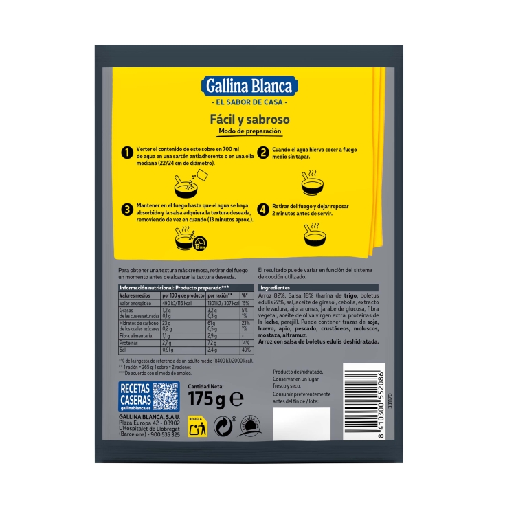 risotto setas, 175g