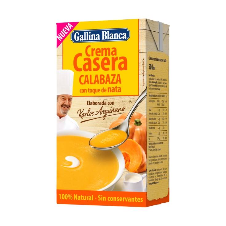 crema calabaza con toque de nata, 500ml