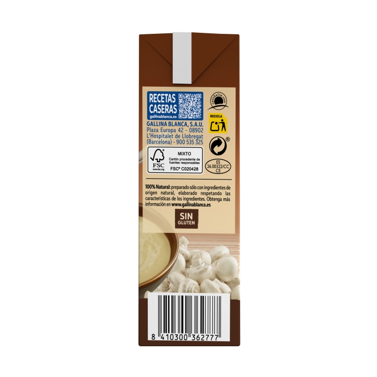 crema champiñones con pollo, 500ml