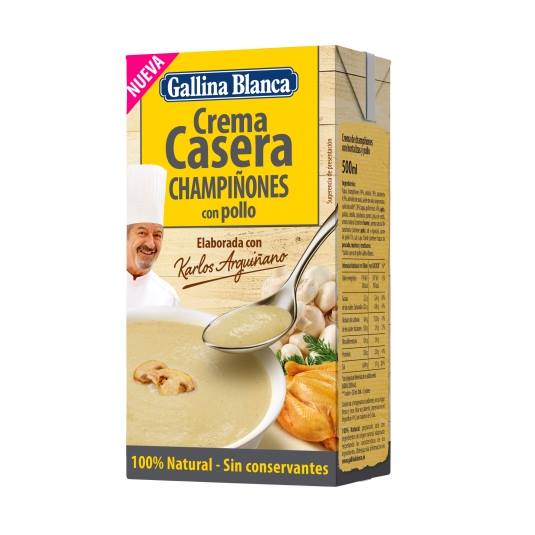 crema champiñones con pollo, 500ml