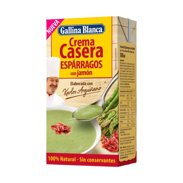 crema esparrágos con jamón, 500ml