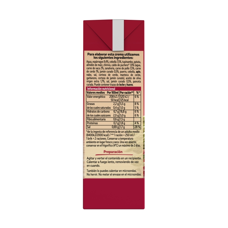 crema esparrágos con jamón, 500ml