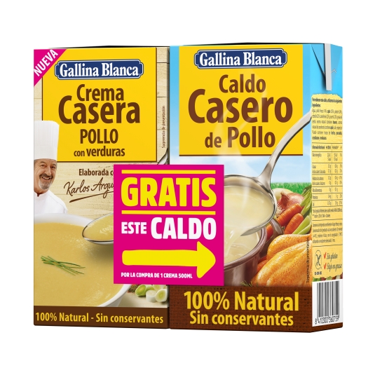 crema pollo con verduras+caldo pollo , 500ml