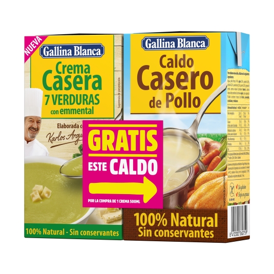 crema 7 verduras/emmental+caldo pollo, 500ml