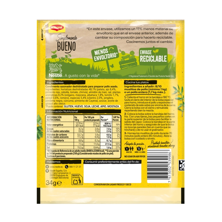 jugoso al horno hierbas provenzales, 34g