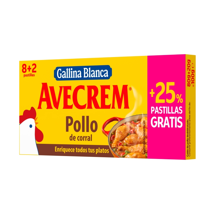 caldo pollo, 8+2 ud.gratis