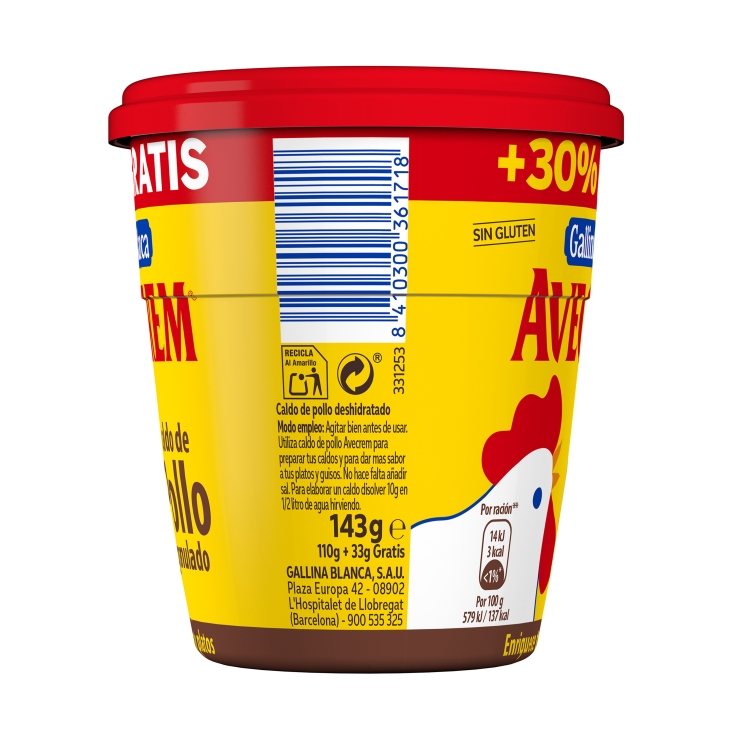 caldo de pollo granulado, 143g