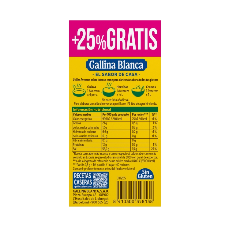 caldo carne, 8+2 ud.gratis