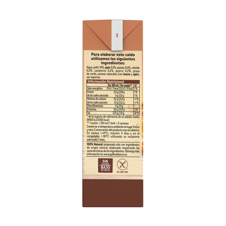 caldo casero de pollo, 500ml