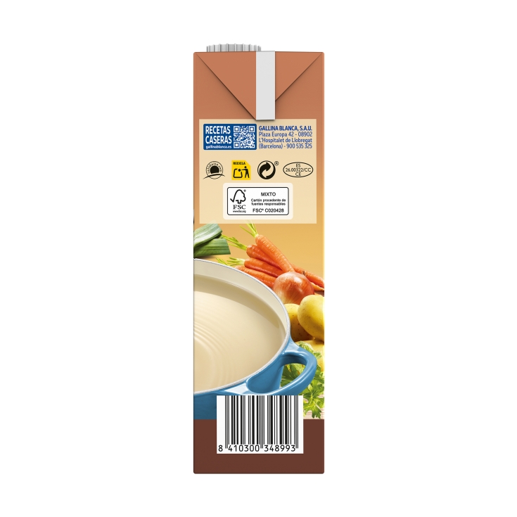 caldo casero de pollo bajo en sal, 1l