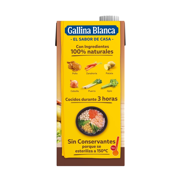 caldo casero de pollo bajo en sal, 1l