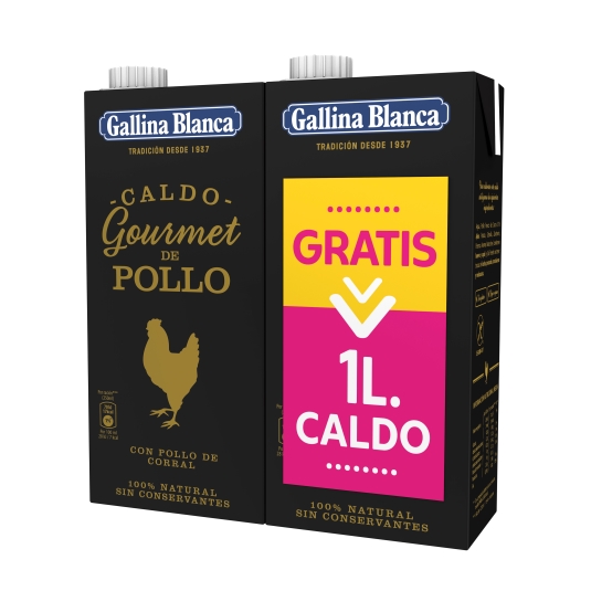caldo pollo gourmet 1+1 gratis, 1l
