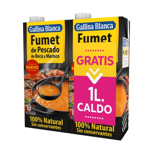 fumet de pescado y marisco 1 + 1 gratis, 1l