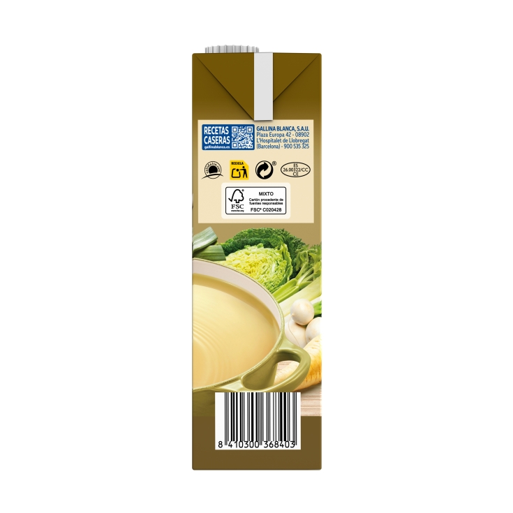 caldo líquido casero pollo y 8 verduras, 1l
