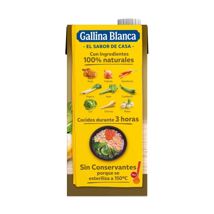 caldo líquido casero pollo y 8 verduras, 1l