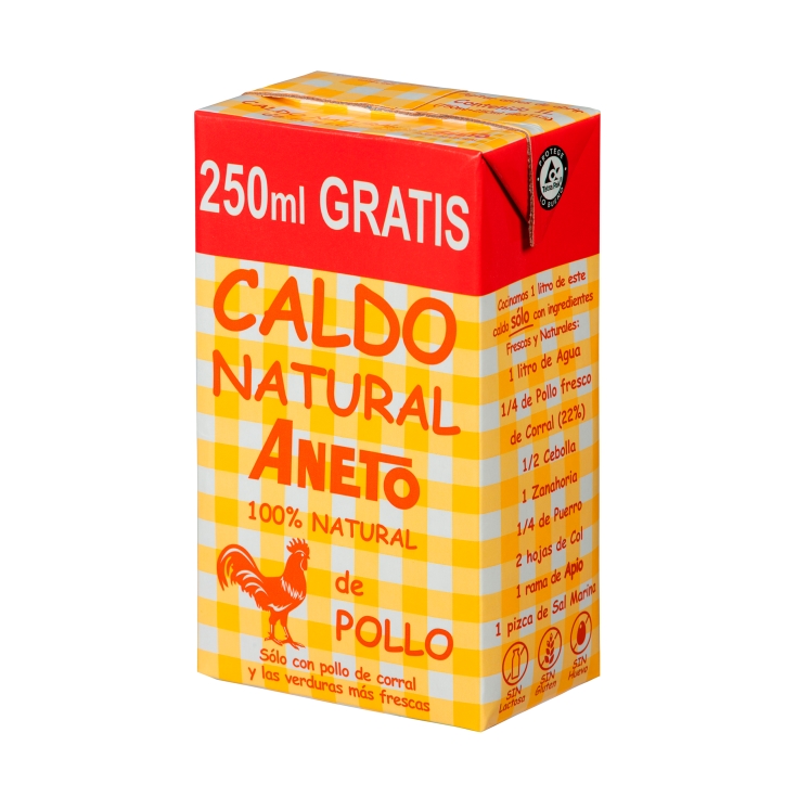 caldo líquido pollo natural, 750+250ml gratis