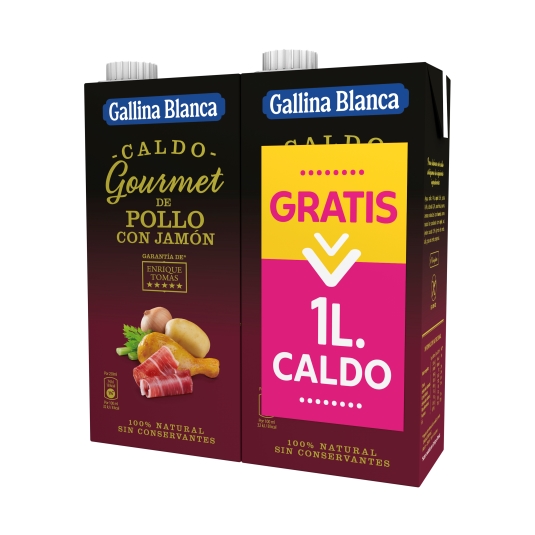 caldo gourmet pollo jamón 1+1gratis, 1l