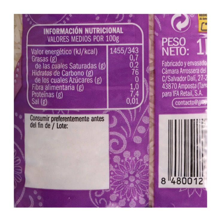 arroz largo basmati, 1kg