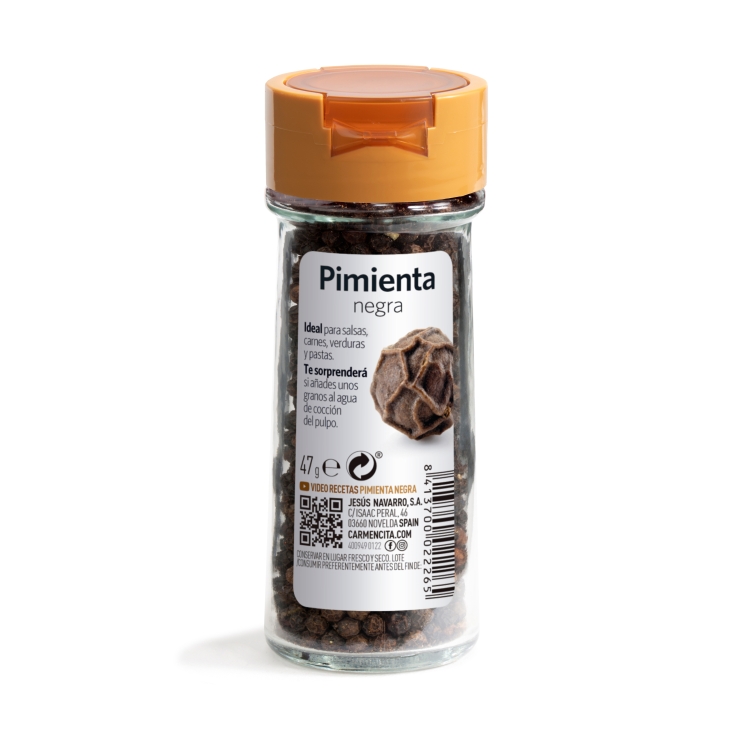 pimienta negra en grano, 47g