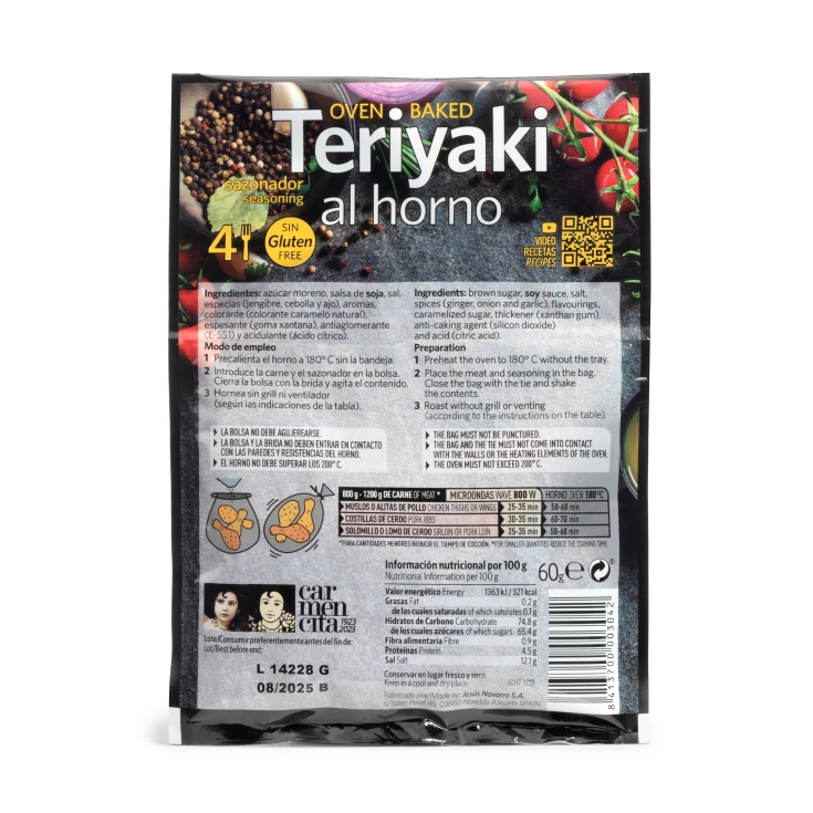 sazonador teriyaki al horno, 60g
