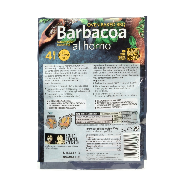 sazonador barbacoa al horno, 57g