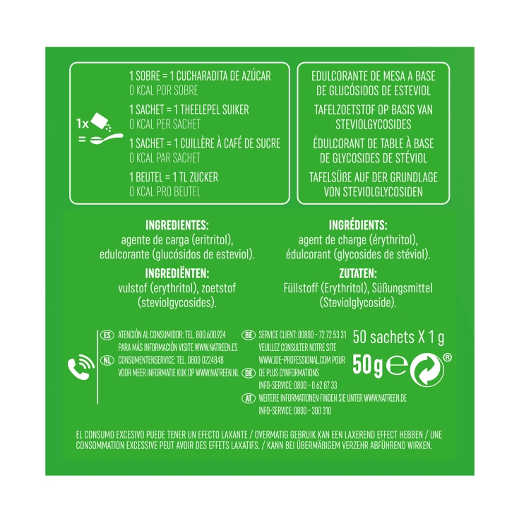 edulcorante stevia, 50 sobres