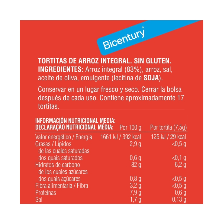 tortitas arroz integral, 130g