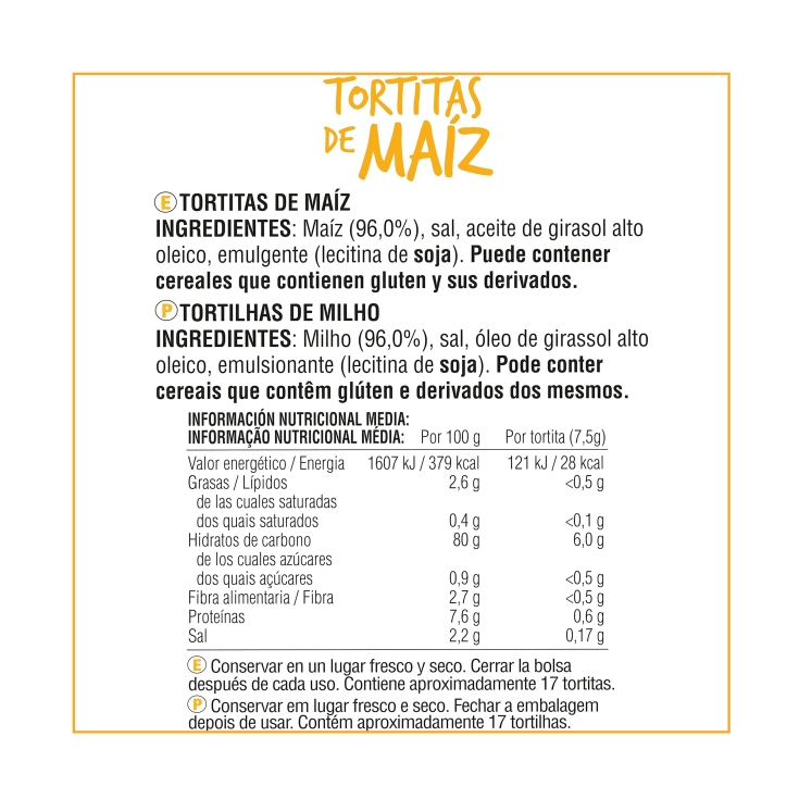 tortitas maíz, 130g