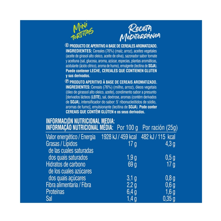 mini tortitas de maíz mediterránea, 70g