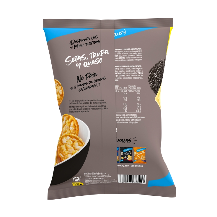 mini tortitas maíz setas, trufa y queso, 70g