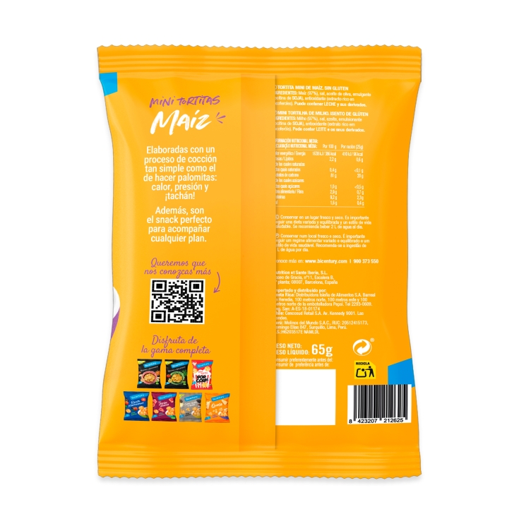 mini tortitas maíz, 65g