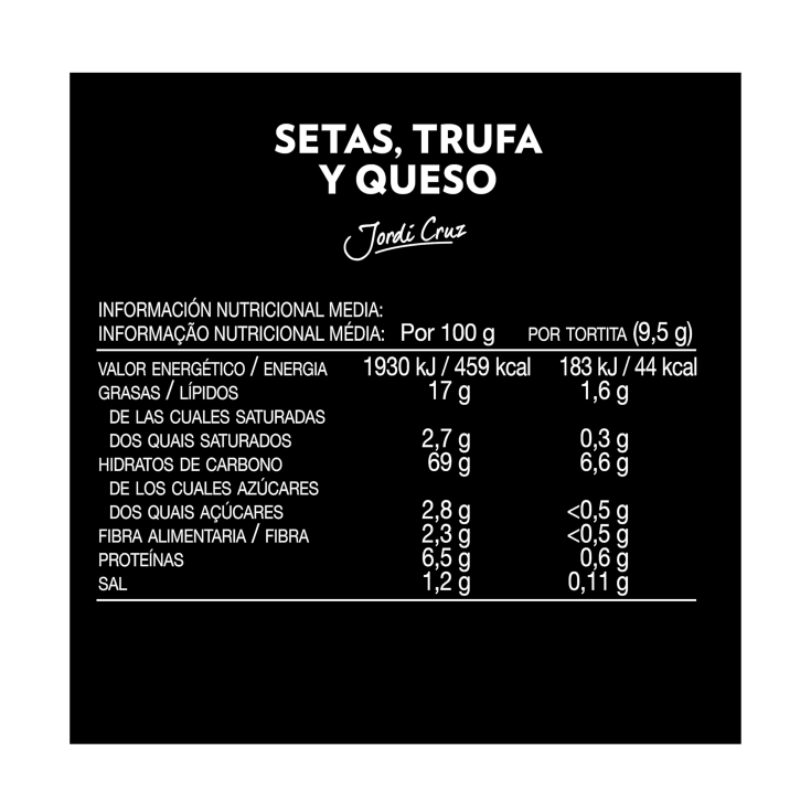tortitas maíz setas, trufa y queso, 124g
