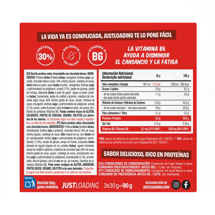 barrita proteica stracciattella 30g, pk-3