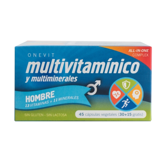 multivitamínico multimineral hombre, 30+15cap