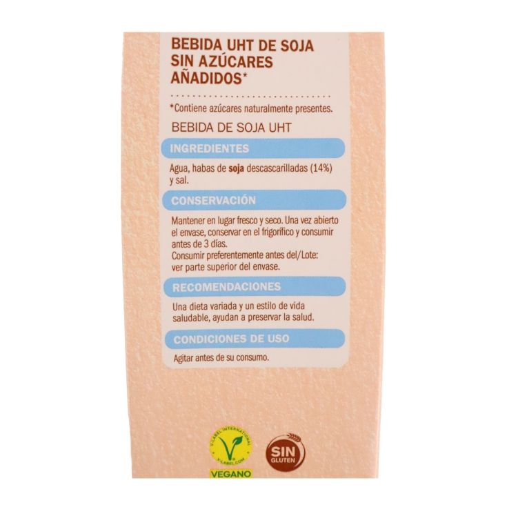 bebida soja sin azucares añadidos, 1l