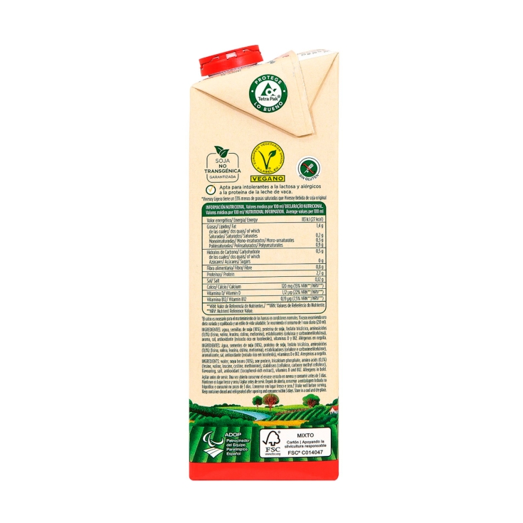 bebida soja sin azúcar, 1l