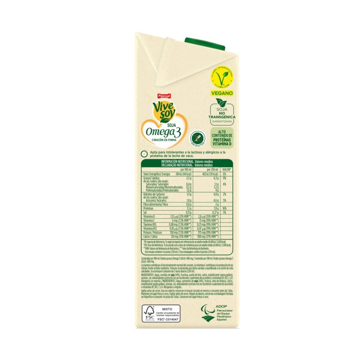 bebida soja omega 3, 1l