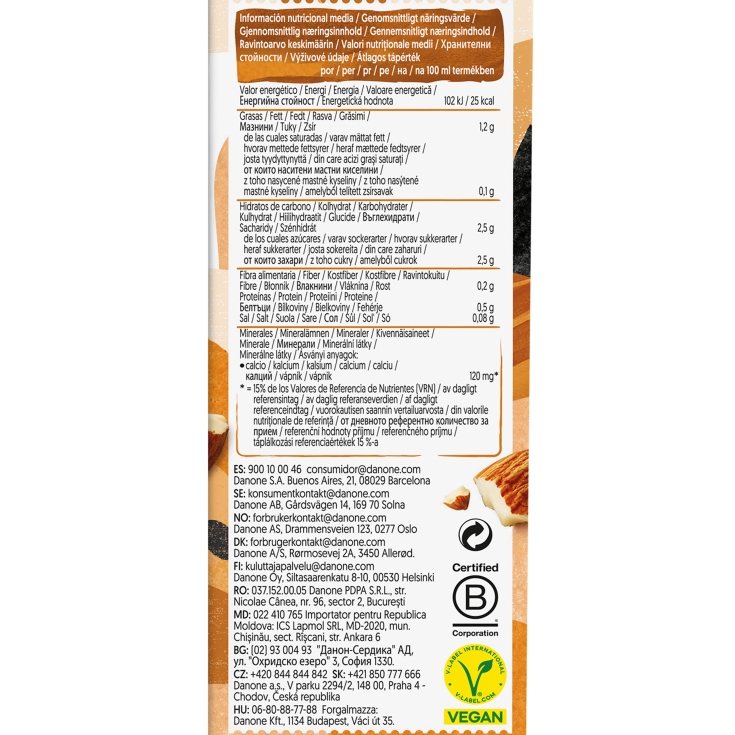 bebida vegetal almendras barista, 750ml