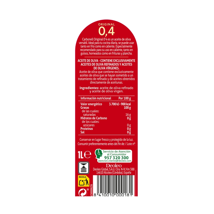 aceite oliva 0,4º, 1l